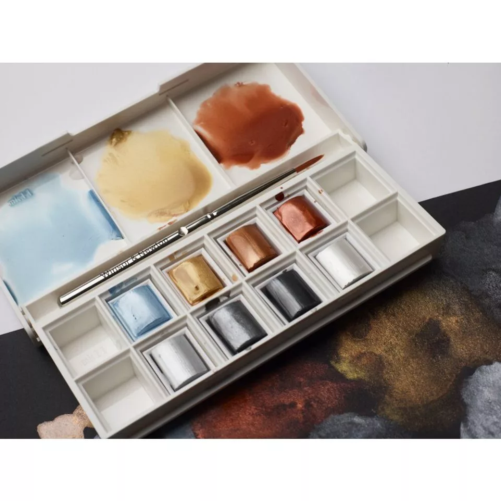 Winsor & Newton Cotman akvarellfesték készlet, 8 db - Metál színek