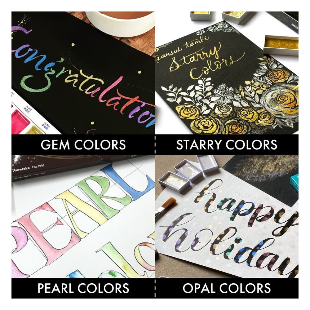 Kuretake Gansai Tambi akvarell festék készlet, 24 metál szín