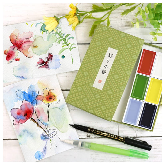 Kuretake Gansai Tambi IRODORI KOBAKO akvarell festék készlet - zöld