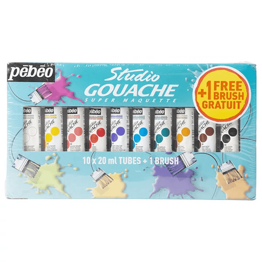 Pébéo Studio Gouache készlet, 10x20 ml, ecsettel