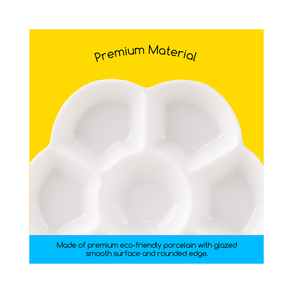 Porcelán paletta, virág formájú, 7 rekesz