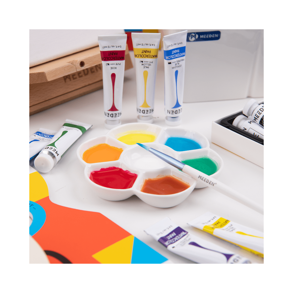 Porcelán paletta, virág formájú, 7 rekesz