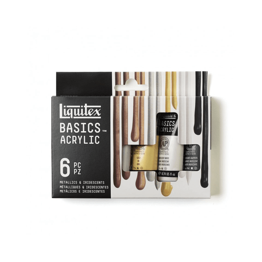 Liquitex Basics akrilfesték készlet, 6x22 ml metál és irizáló színek