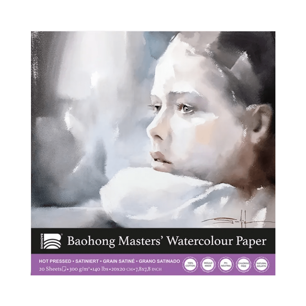 Baohong 100% pamut akvarell papír tömb - melegen préselt