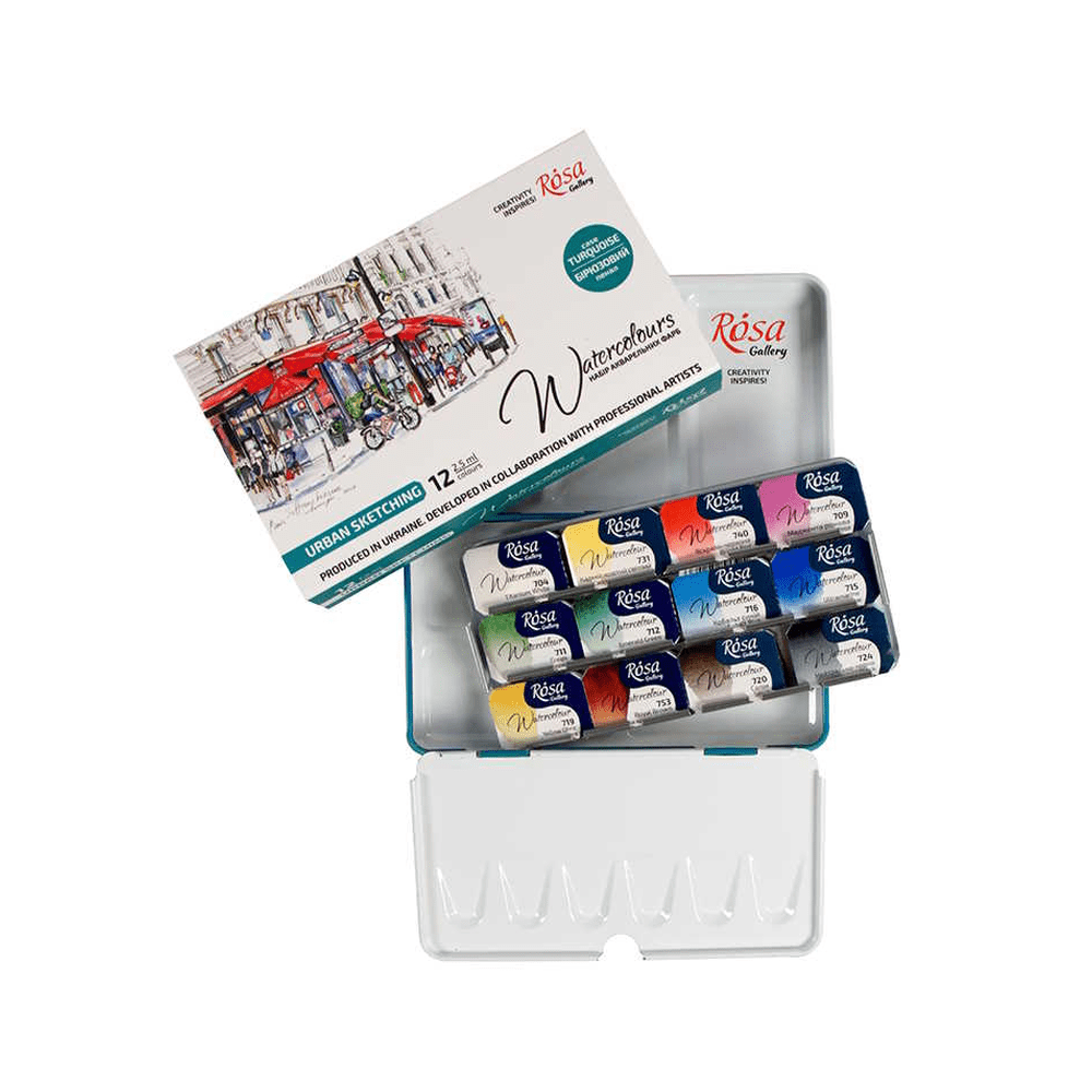ROSA Gallery "Urban Sketching" Akvarellfesték készlet - 12x2,5 ml