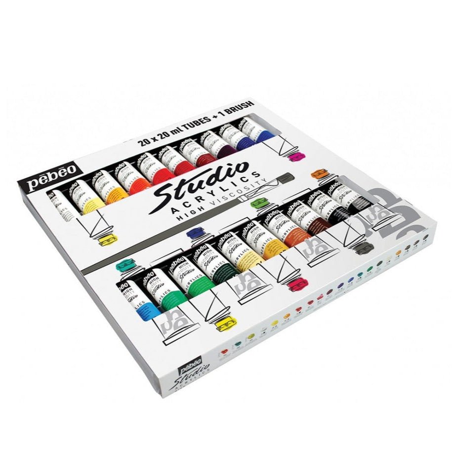 Pébéo Studio akrilfesték, 20x20ml, ecsettel