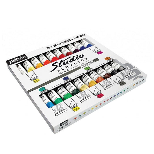 Pébéo Studio akrilfesték, 20x20ml, ecsettel