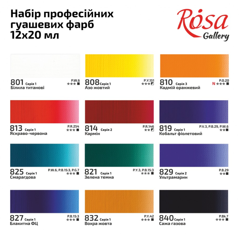 Rosa Gallery gouache készlet 12x20 ml