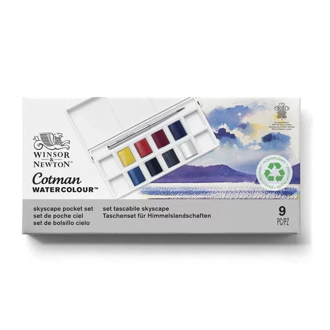 Winsor & Newton Cotman Égbolt akvarellfesték készlet, 8x1/2 szilke, ecsettel