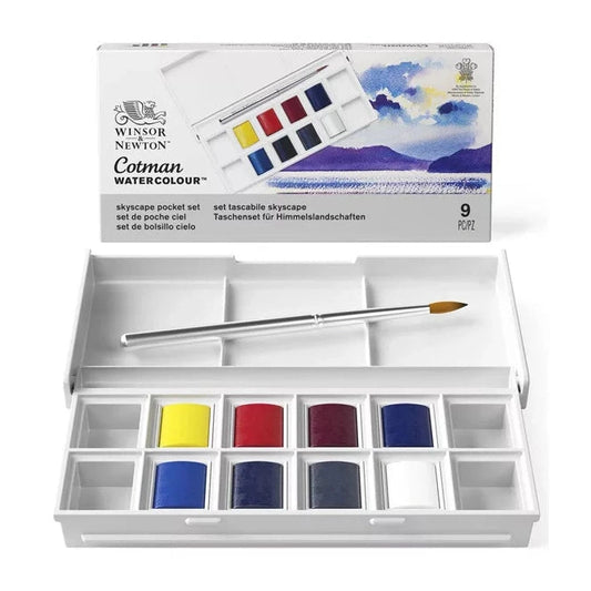 Winsor & Newton Cotman Égbolt akvarellfesték készlet, 8x1/2 szilke, ecsettel