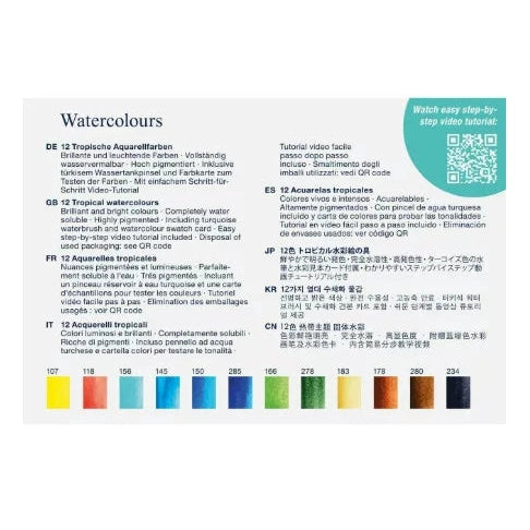 Faber-Castell akvarellfesték készlet, 12 db, Trópusi színek