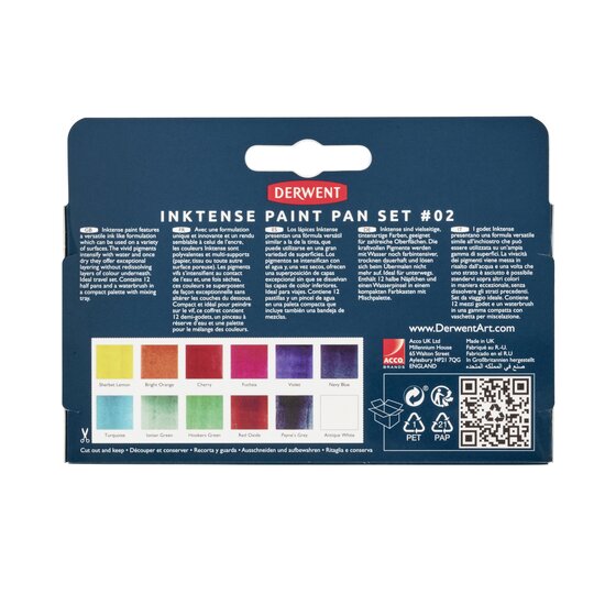 Derwent Inktense akvarellfesték készlet, szilkés, 12 db-os #02