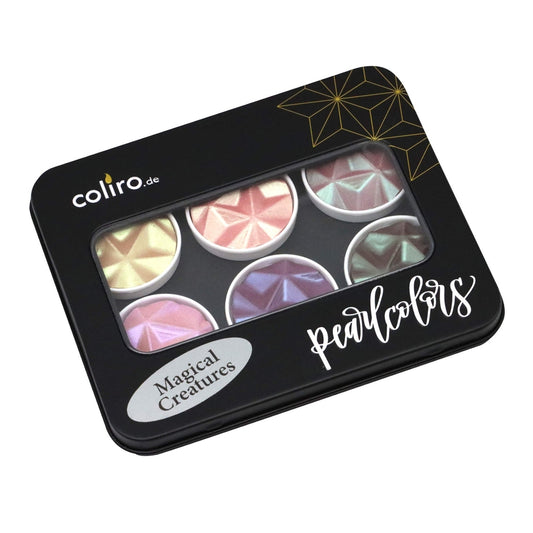 Coliro Pearlcolor Magical Creatures - 6 db-os akvarellfesték készlet fémdobozban