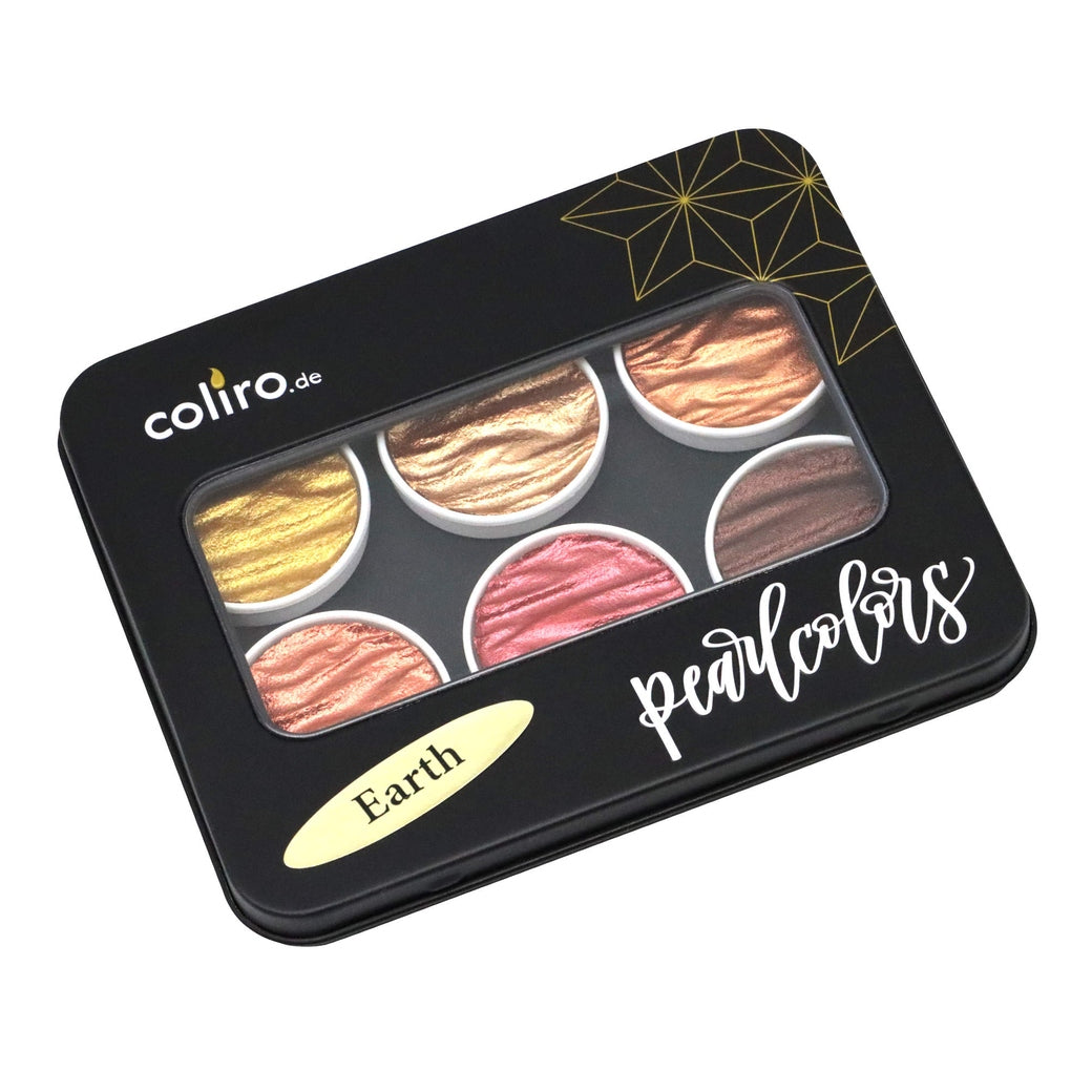 Coliro Pearlcolor Earth - 6 db-os akvarellfesték készlet fémdobozban