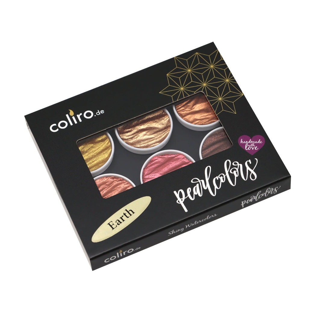 Coliro Pearlcolor Earth - 6 db-os akvarellfesték készlet fémdobozban