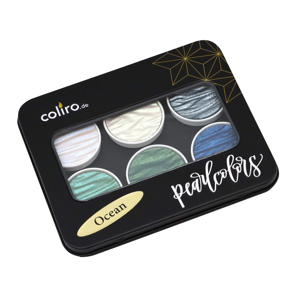 Coliro Pearlcolor Ocean - 6 db-os akvarellfesték készlet fémdobozban