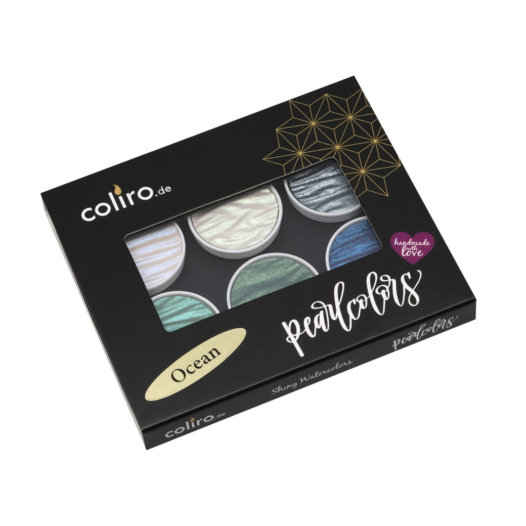 Coliro Pearlcolor Ocean - 6 db-os akvarellfesték készlet fémdobozban
