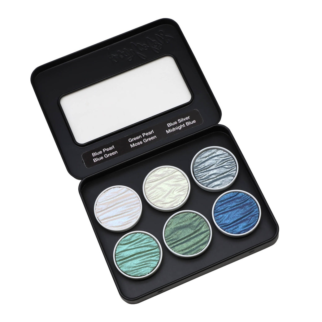 Coliro Pearlcolor Ocean - 6 db-os akvarellfesték készlet fémdobozban