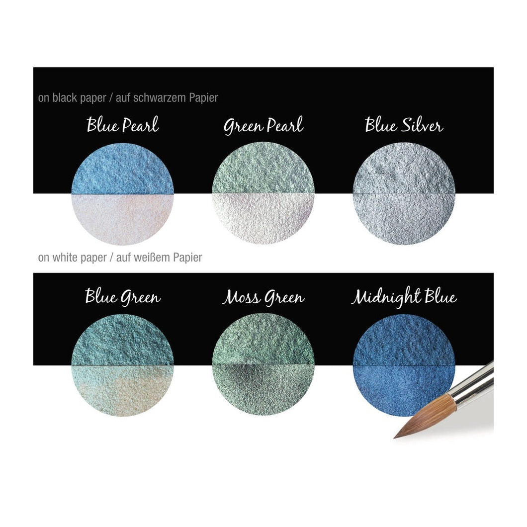 Coliro Pearlcolor Ocean - 6 db-os akvarellfesték készlet fémdobozban