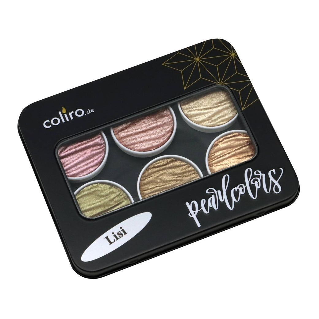 Coliro Pearlcolor Lisi - 6 db-os akvarellfesték készlet fémdobozban