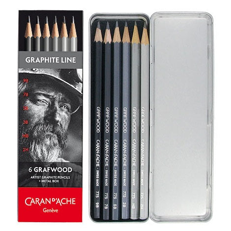 Caran d'Ache Grafwood - 6 db grafitceruza fémdobozban