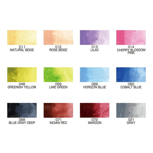 Kuretake Gansai Tambi akvarell festék készlet, 12 szín - új árnyalatok
