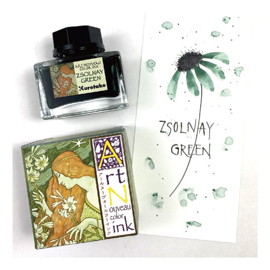Kuretake Ink-Cafe Art Nouveau - üveges tinta, Zsolnay zöld