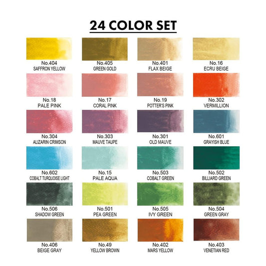 Kuretake Gansai Tambi akvarell festék készlet - 24 szín, új árnyalatok