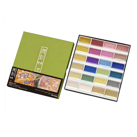 Kuretake Gansai Tambi akvarell festék készlet, 24 metál szín