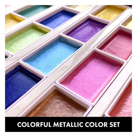 Kuretake Gansai Tambi akvarell festék készlet, 24 metál szín