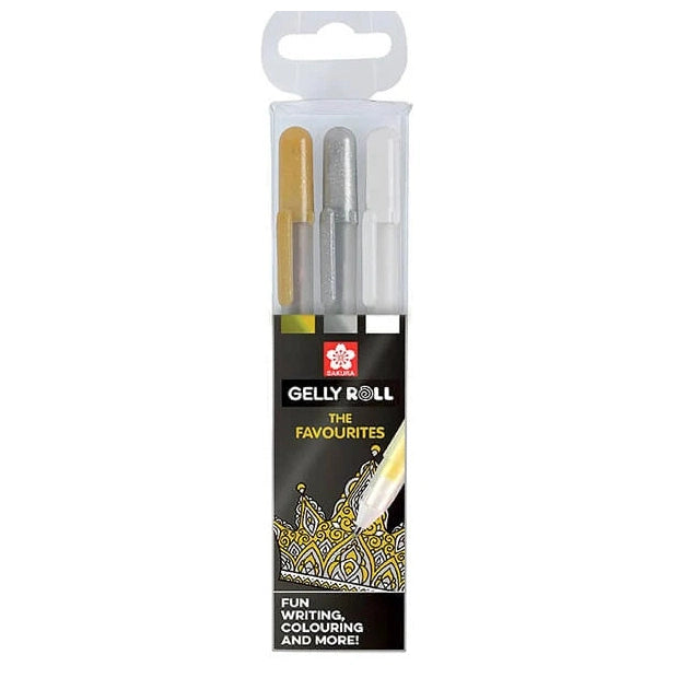 Sakura Gelly Roll fehér zselés toll készlet, 3 db-os - arany, ezüst, fehér