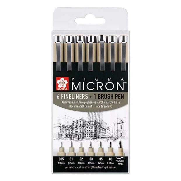 Sakura Pigma Micron toll, 6+1 db-os készlet