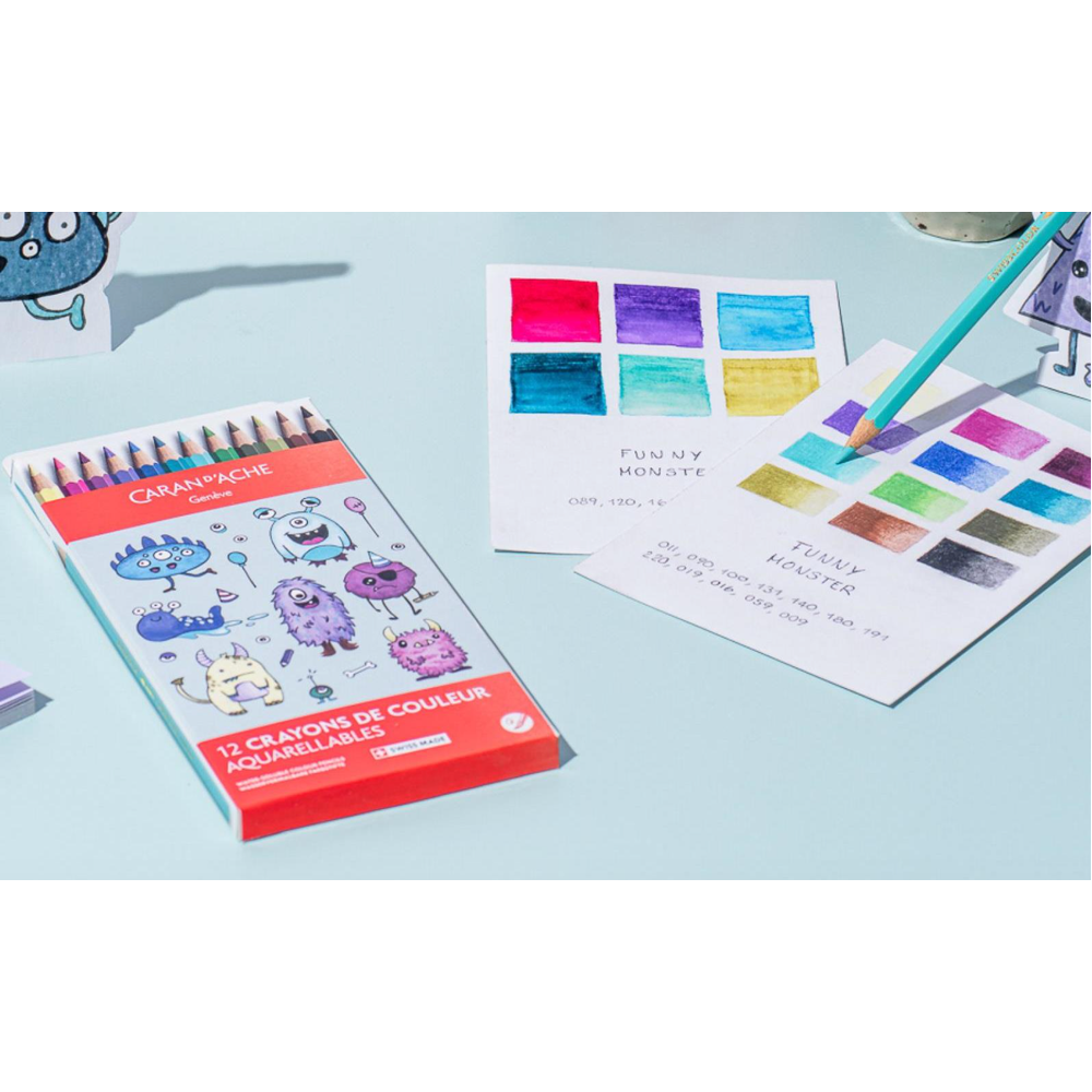 Caran d'Ache Swisscolour Kawaii akvarell ceruza szett - Mókás szörnyek