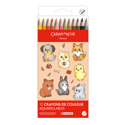 Caran d'Ache Swisscolour Kawaii akvarell ceruza szett - Cuki állatok