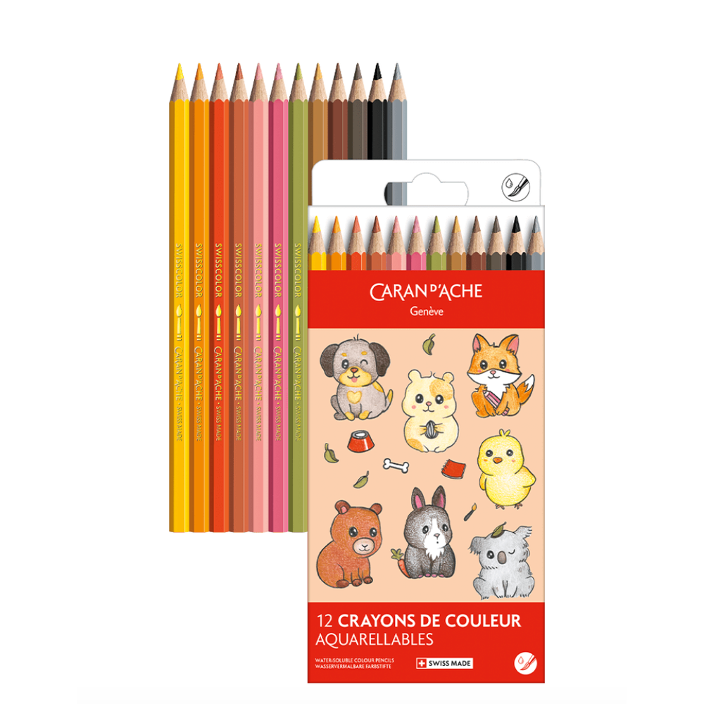 Caran d'Ache Swisscolour Kawaii akvarell ceruza szett - Cuki állatok