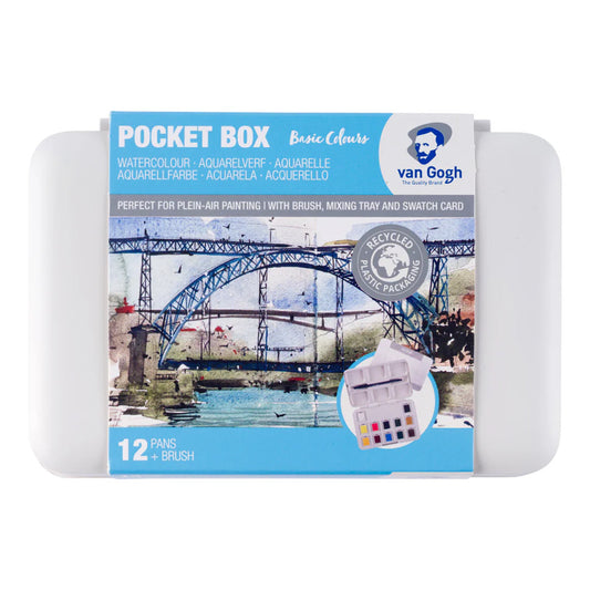 Van Gogh Pocket Box akvarellfesték készlet - 12 + ecset