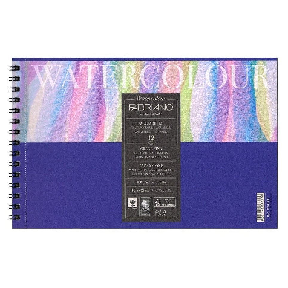 Fabriano Watercolor akvarell tömb - 300g, A5, spirálos