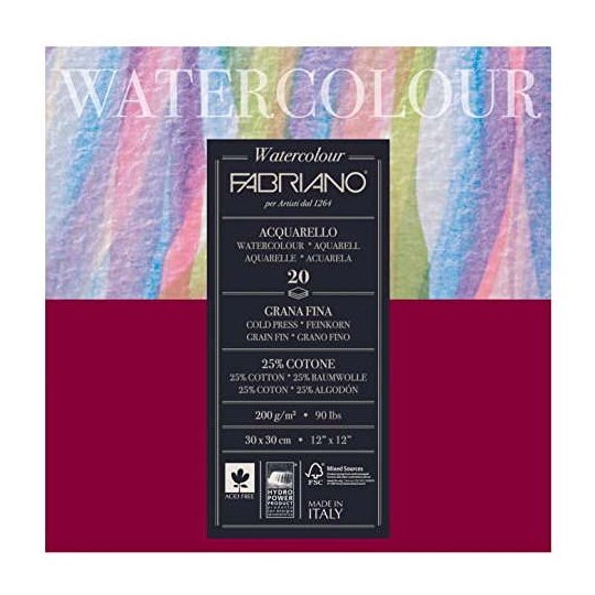 Fabriano Watercolour akvarell tömb 200 g/m² - több méretben