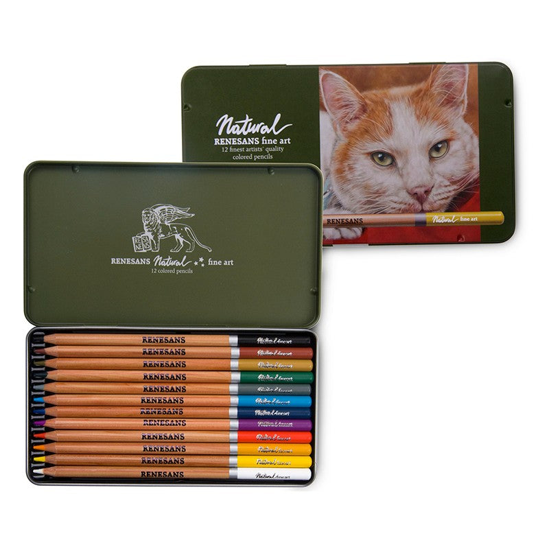 Renesans színes ceruza szett fém dobozban, 12 db-os