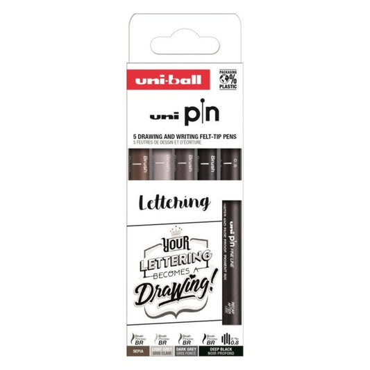 UNI Pin Lettering marker készlet, 5 db