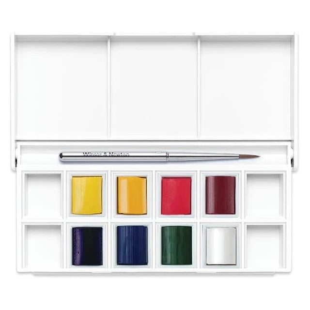 Winsor & Newton Cotman Floral akvarellfesték készlet, 8x1/2 szilke, ecsettel